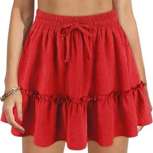 Swiss dot drawstring waist skort